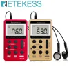 RETEKESS V112 Mini Handheld Radio Portable FM AM 2 Band Digital Pocket radio Receiver earphone Speaker For Walkman go hiking ► Photo 1/6