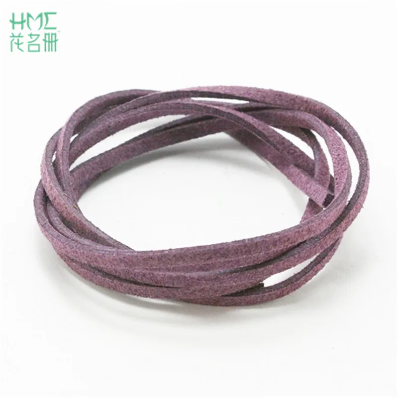 Новое поступление 3 мм 1 м/лот 17 цветов плоская Искусственная Замша корейский бархат кожаный шнур DIY для браслета аксессуары для ювелирных изделий - Цвет: Dark Purple