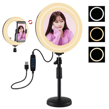 

for PULUZ PKT3079B Tripod Mount+7.9Inch 20cm USB Ring Light for Vlogging Video Light Live Broadcast Kits