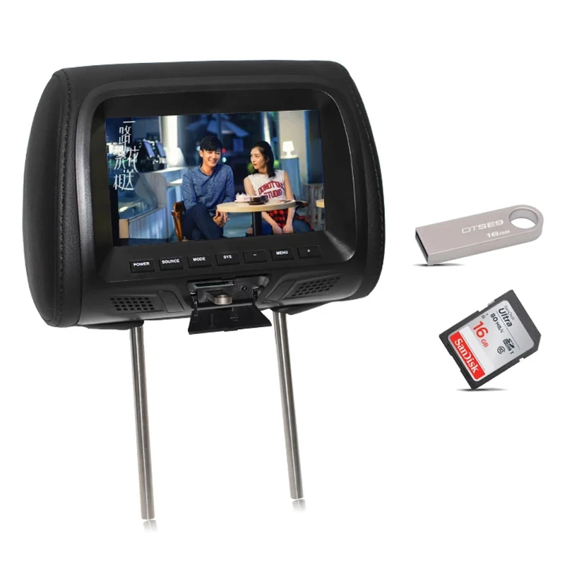 

1pcs Car MP5 headrest monitor with AV USB SD FM speakers 12v multimedia player 800x480 screen 7" universal car headrest monitor