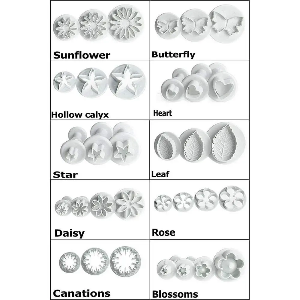 33 шт./упак. цветок, Фондант, пирожное печенья Плунжер резак для конфет и печенья формы штамп Моделирование декоративные изделия из сахара ручной работы набор DIY Инструменты