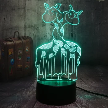 

Animal Novelty Cute Giraffe 3D LED Night Light Multicolor 7 Color Change Sleeping Desk Table Lamp Child Christmas lamp Decor