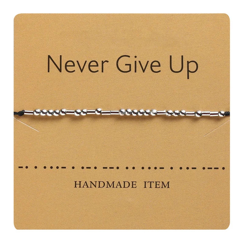 Handmade Morse Code Beads Adjustable Black String Bracelet With I Love You Lettering Cardboard Creative Charm Jewelry For Lover chuda bangles