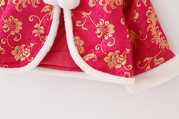 Стиль детский зимний китайский костюм для девочек Cheongsam шаль комплект из двух предметов детская фигура павлина Cheongsam китайский костюм