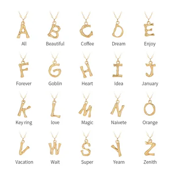 

YUN RUO Fashion 18K Gold Plated 26 English Letters Pendant Necklace Titanium Stainless Steel Jewelry Woman Man Hip-hop Accessory