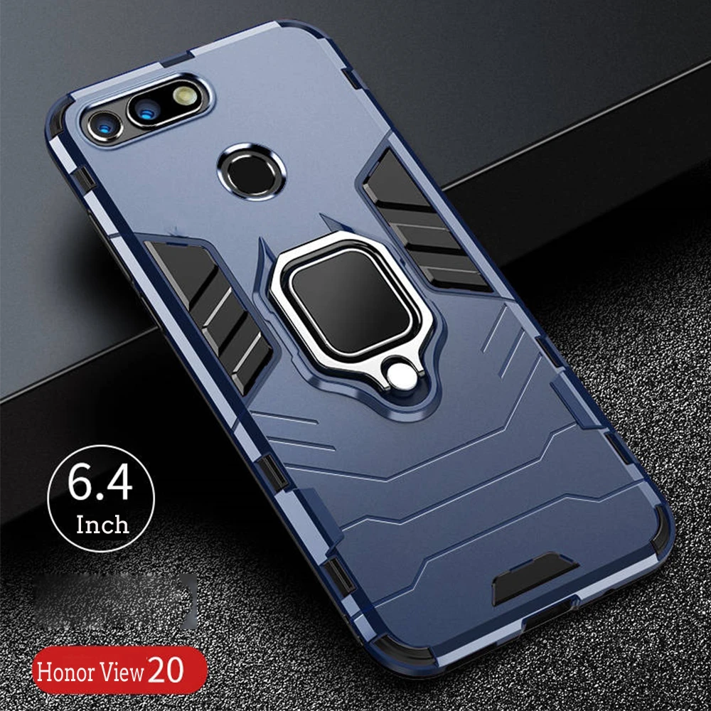 For Honor View 20 Case Armor PC Cover Finger Ring Holder Phone Case For Huawei Honor View20 V20 Case Durable Shockproof  Bumper