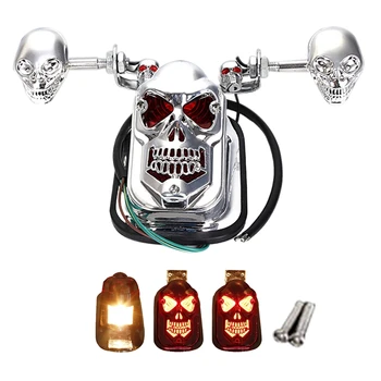 

Skull Motorcycle ATV Rear Tail Light Turn Signal Brake Plate