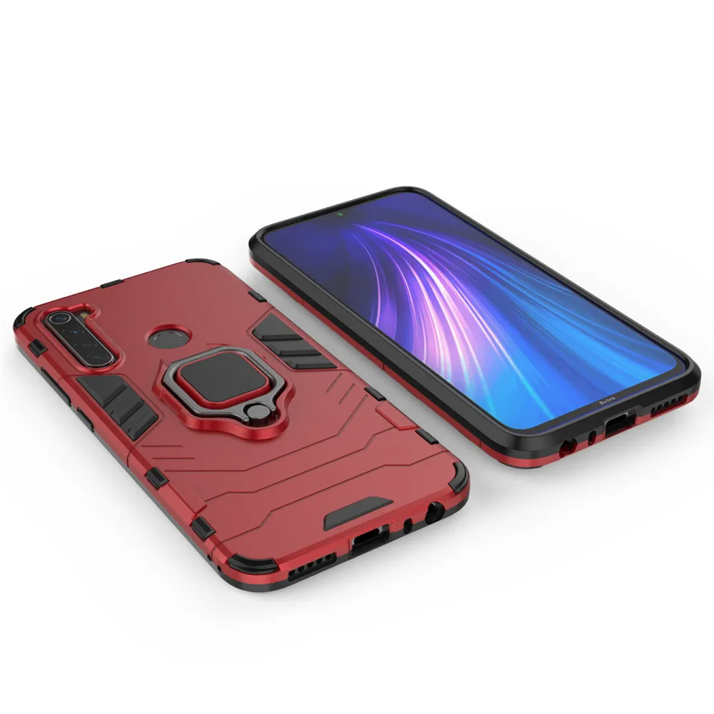 Чехол с кольцом для Xiaomi Redmi Note 8 T, черный/красный/синий, с защитой от повреждений, матовый, для Redmi Note 8T 8, прочный бронированный чехол для телефона, чехол s