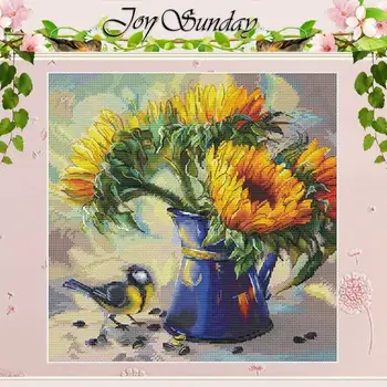 

Bird and sunflower patterns counted 11CT 14CT 18CT DIY Cross Stitch Sets wholesale Cross-stitch Kits Embroidery Needlework
