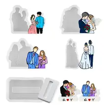 

DIY Silicone Couple Wedding Theme Handmade Fondant Cookie Cutter Mold Cake Decor