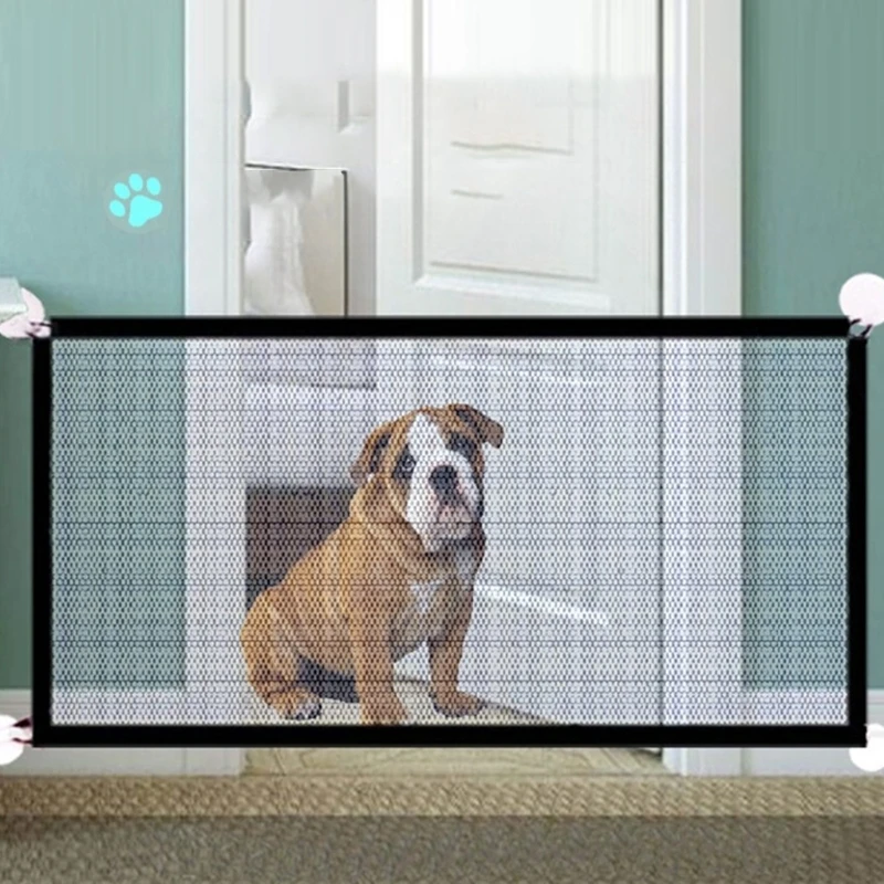 Portable Doorway Mesh Gate Folding Stair Gate Pet Isolation Net Indoor and Outdoor Safety Gate Convenient in and out