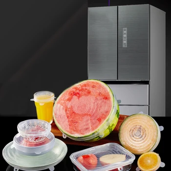 

6pcs/Set Universal Silicone Stretch Food Lids Keeping Food Fresh Reusable Lid-Bowl Stretch Lids Cooking Kitchen Accessories