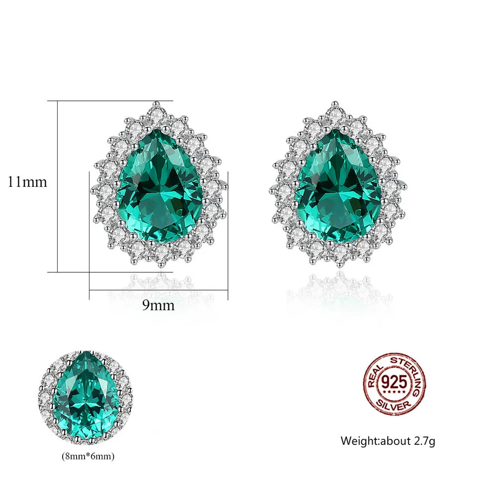 Серьги-гвоздики из стерлингового серебра S925 пробы Изумрудный Сапфир Цвет драгоценный камень серьги ювелирные изделия