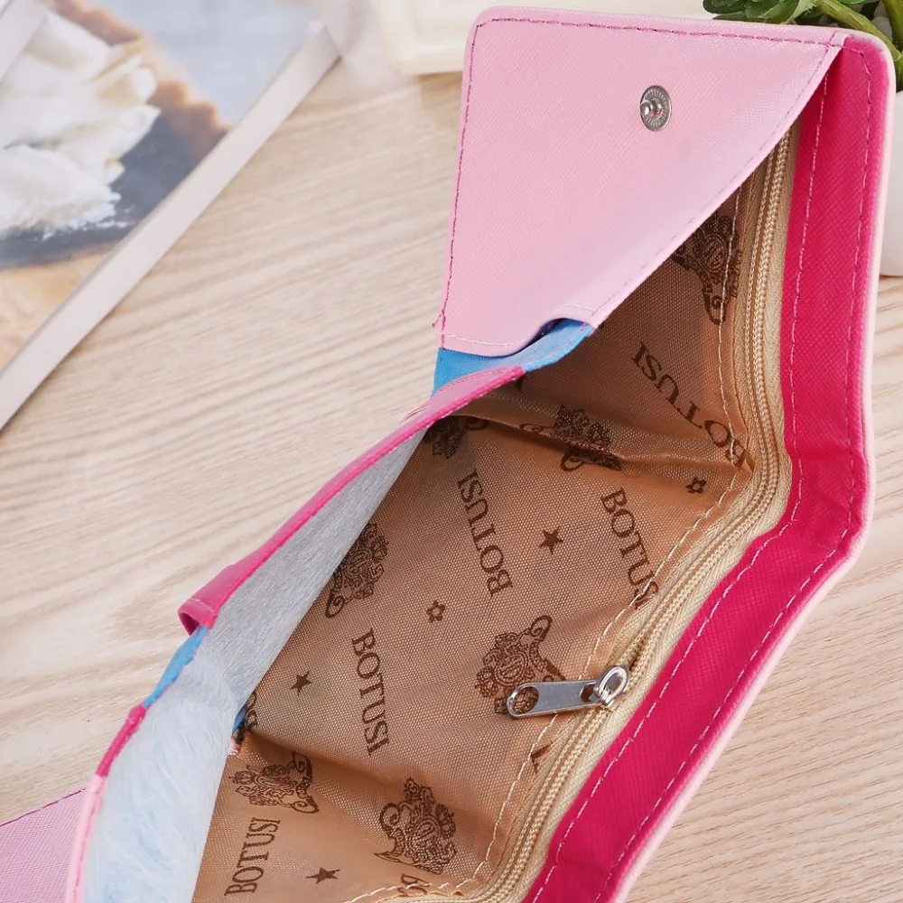 Women Wallet Fashion Mini Trend Solid Color Short Print Cute Cartoon Leather Clutch Bags Coin Purse Card Holder Wallet  (2)