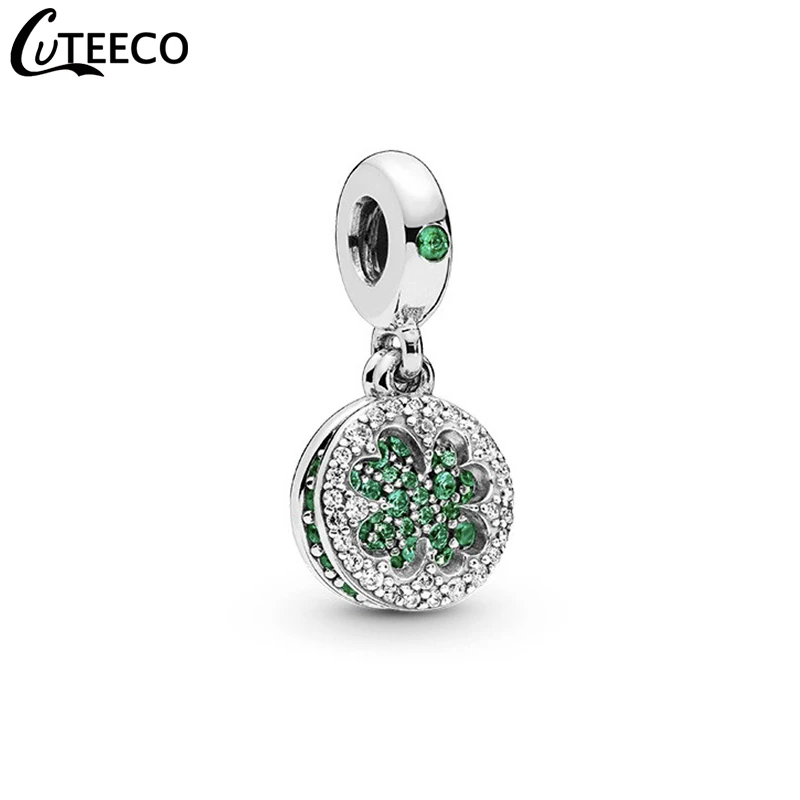 

CUTEECO 2019 New Green Crystal Clover DIY Pendant Fit Pandora Charm Bracelet For Women Jewelry Accessories Wholesale