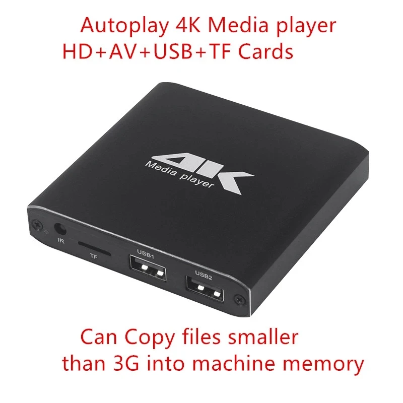 4kjogador de Publicidade Mini Media Player Suporte Micro sd tf Cartão Disco Usb 1080p Autoplay hd Completo Multimídia 2022 - Image 2