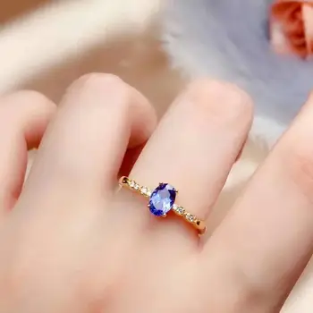 

shilovem 925 silver sterling real natural tanzanite rings trendy fine Jewelry women new Christmas gift 4*6mm cj0406727agts