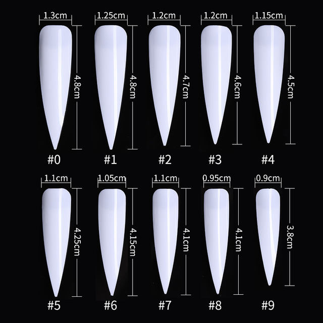 50Pcs/Kit Fake Nail Tips Natural White Transparent Mixed Colors Sharp Long French False Nails Ultra Thin Nail Art Tips