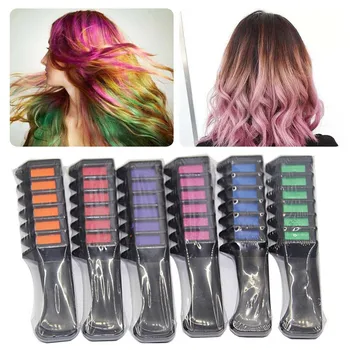 

6pcs Bright Hair Chalks Temporary Washable Hair Color Dye Comb for Festival Party Cosplay Hair Dyeing Supplies