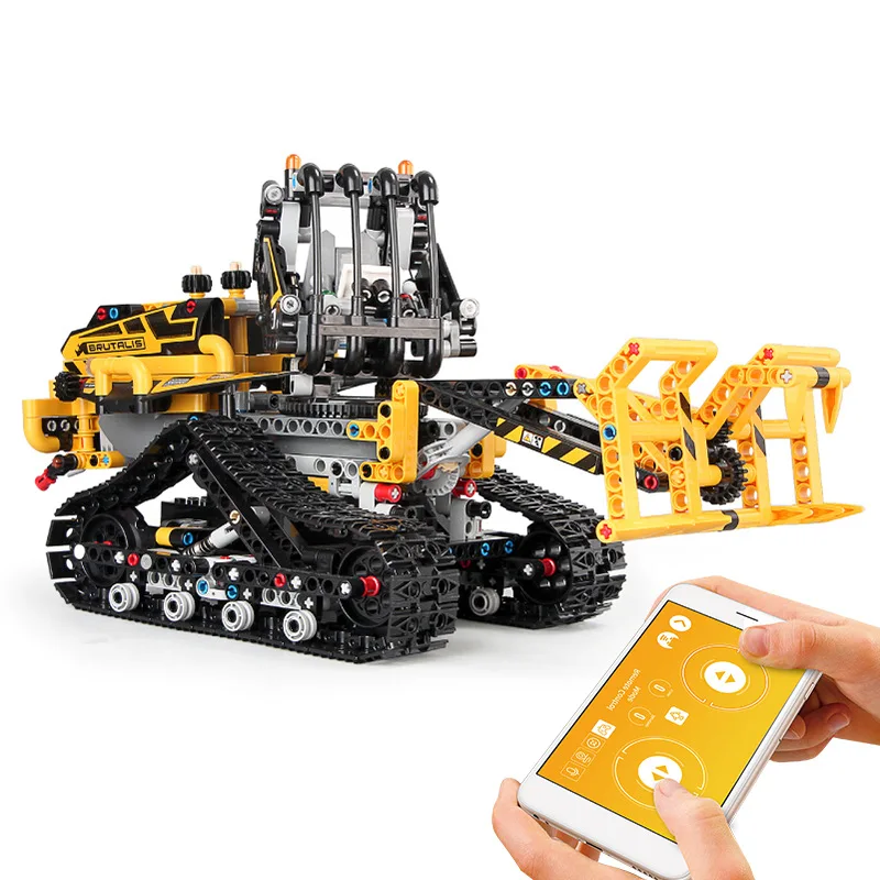 

873PCS Remote Control City Engineering Truck Forklift With App Control Building Blocks Technical RC Car Toys for Kids
