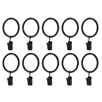 

20pcs Vintage Rustproof Drapery Ring with Hook Curtain Clip Ring (Black)