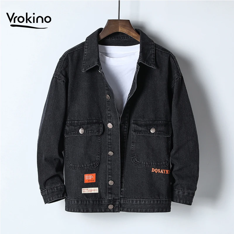 Мужская джинсовая куртка большого размера 4XL 5XL 6XL, модная черная джинсовая куртка в стиле хип хоп на осень и зиму, 2019|Куртки| | АлиЭкспресс
