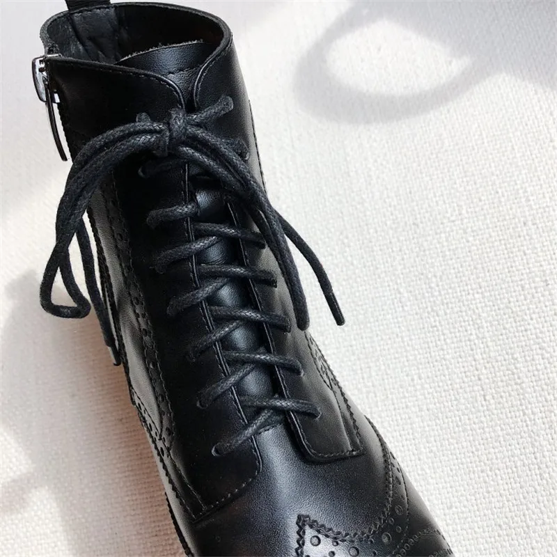 Prova Perfetto ботильоны для женщин с принтом; обувь на шнуровке; ботинки в стиле ретро из натуральной кожи; зимние теплые ботинки; Botines De Mujer