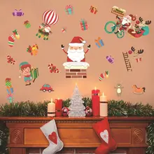 Рождественское ПВХ самоклеящееся мультяшное Настенное панно, детская комната, украшение для окна шкафа