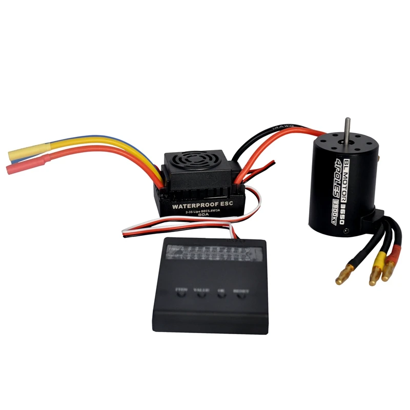 

BESTWaterproof 3650 3900Kv Rc Brushless Motor 60A Esc Programmer For 1/10 Rc Car Truck Motor Kit