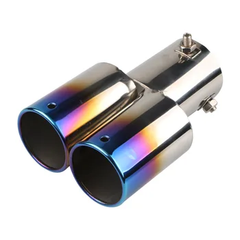 

Car Auto Round Exhaust Muffler Tip Stainless Steel Exhause 1 to 2 Dual Pipe Chrome Trim Modified Car Rear Tail Throat Liner