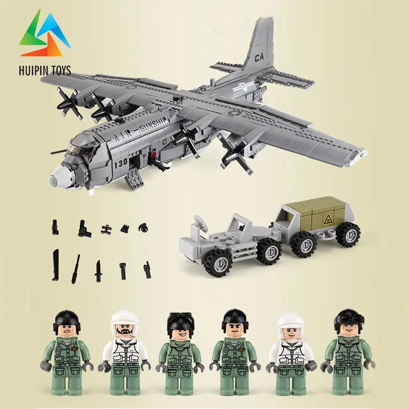 1713 шт., XINGBAO строительные блоки, легое, военная XB-06023, Военная серия, воздушный боевой корабль AC130, детские игрушки, кирпичи, модель самолета 4Px - Цвет: 06023 No Box