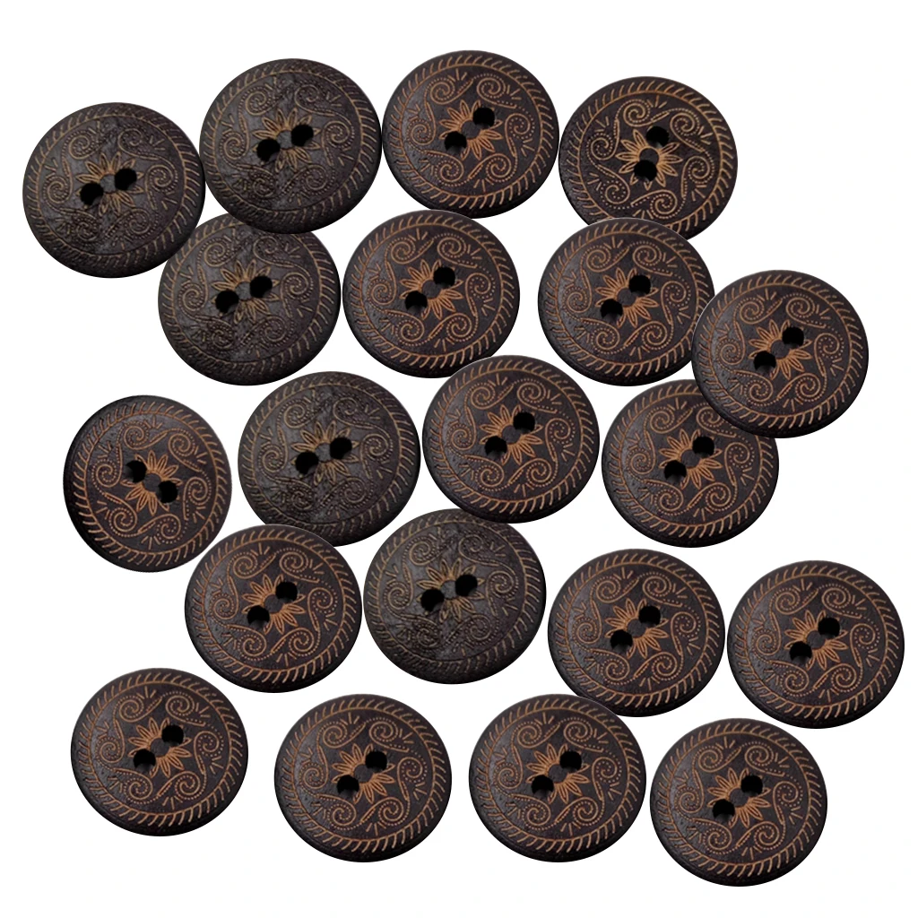 50x Brown Round 2 Holes Wooden Sewing Buttons Clothing Decoration DIY 18mm