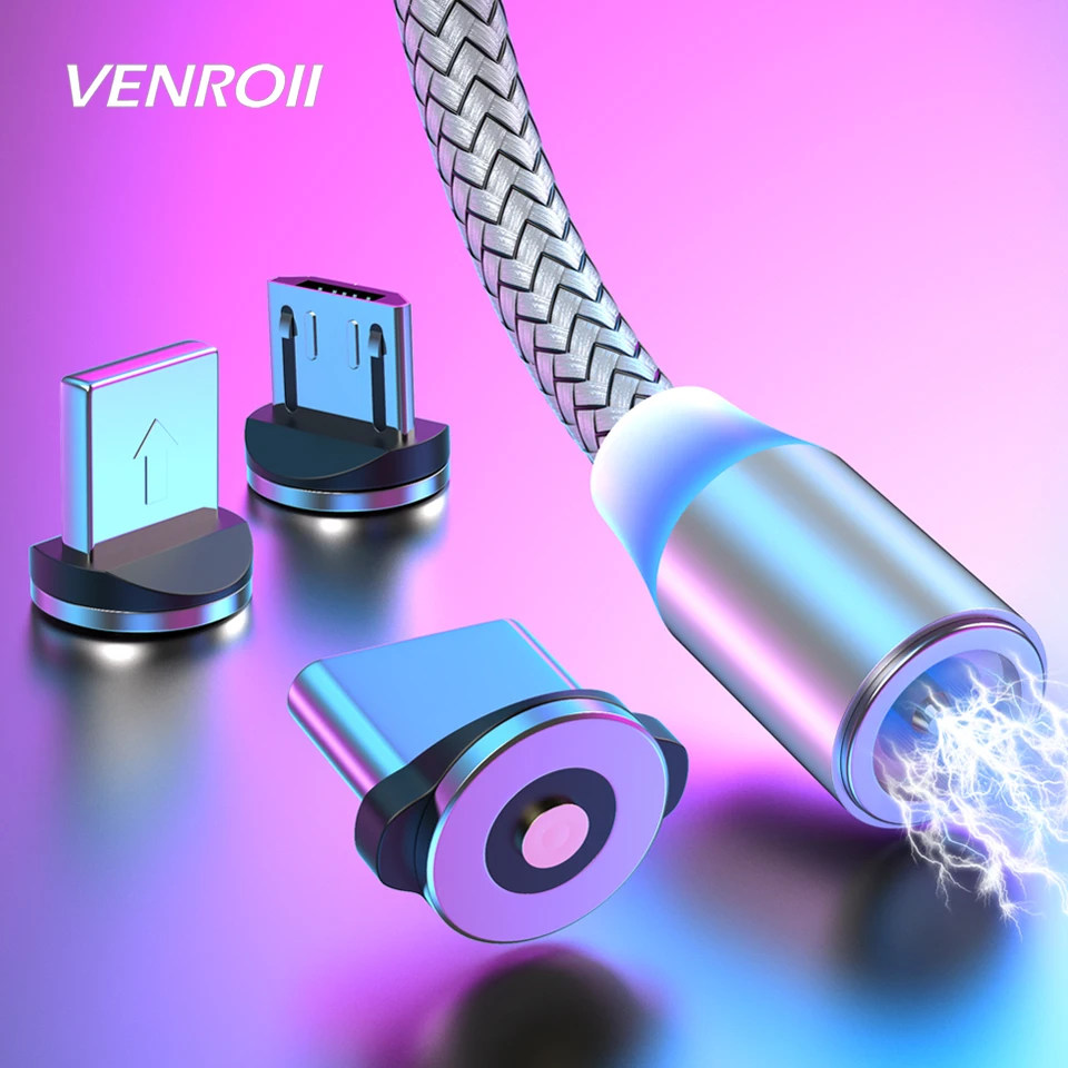 Магнитный кабель Venroii Micro USB C Type для Samsung S8 S9 S10 Xiaomi Redmi Note 8 зарядный быстрая
