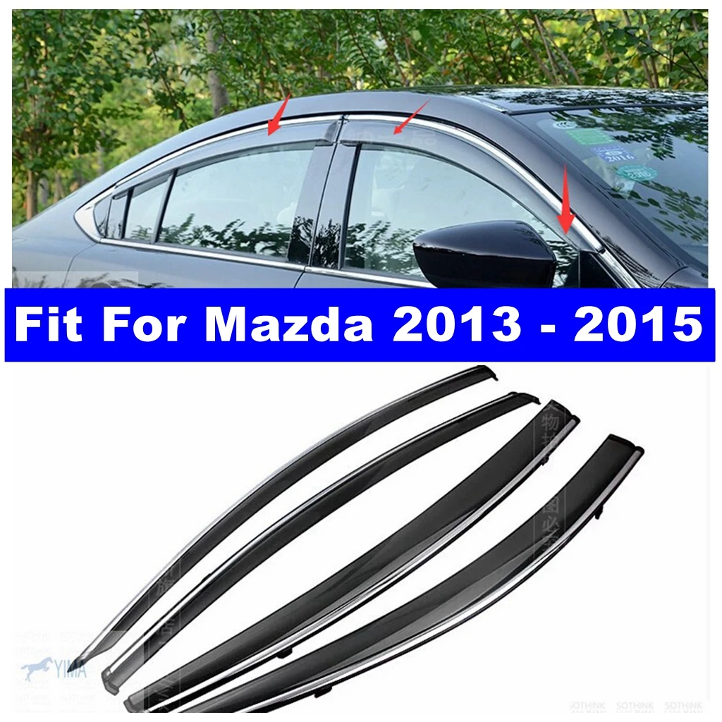 

Side Window Vent Visor Sun Rain Deflector Guard Awning Shelter Adhesive Fit For Mazda 6 Sedan 2013 - 2015 Car Window Accessories