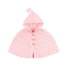 Свитера для маленьких девочек ажурная вязаная накидка с капюшоном, однотонные вязаные пальто с кисточками зимние топы с длинными рукавами, одежда для малышей от 3 до 24 месяцев, A20