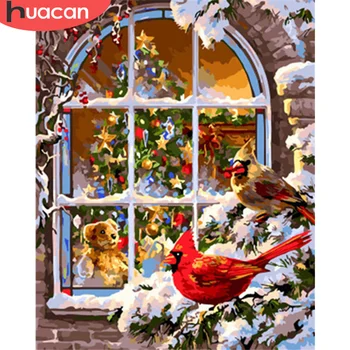 

HUACAN Oil Painting By Number Bird DIY Pictures By Numbers Winter Kits Drawing On Canvas Hand Painted Paintings Gift Home Decor