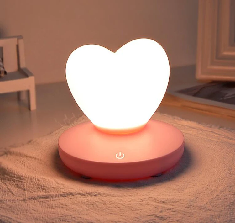 USB Rechargable LED Touch Control Table Lamp Girl Rose Love Heart Modeling lamp Energy Saving Romantic Decoration Night Light