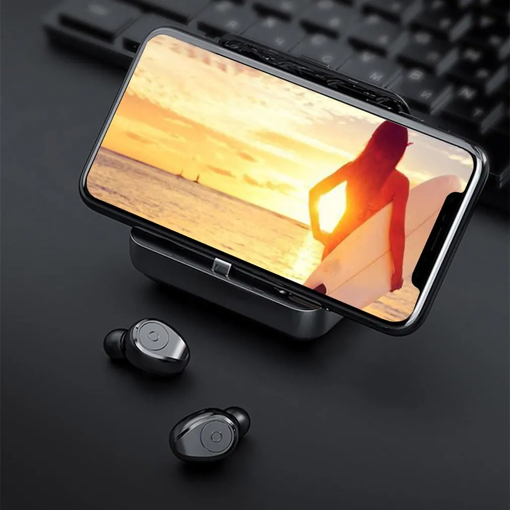 Wireless Earphones LED Twins Mini Earbuds Stereo Headset 1300MAH power display Earphone