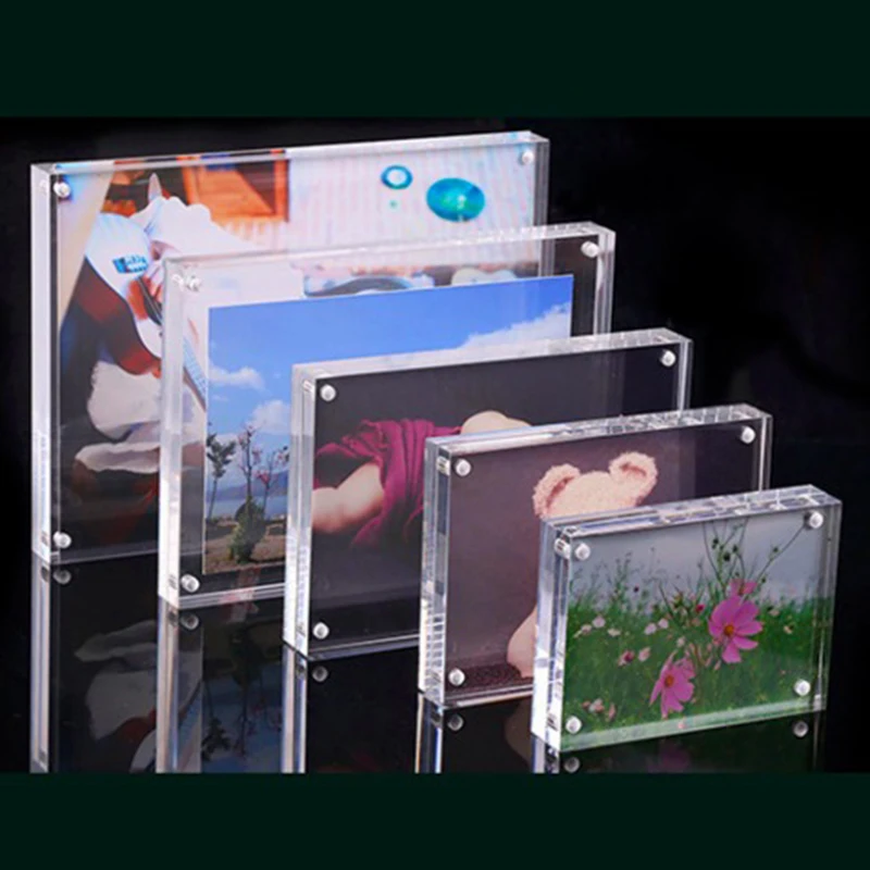 Acrylic Photo Frame Picture Clear Magnetic Crystal Price Tag Table Display for Bedroom living Room Desktop Decor | Дом и сад