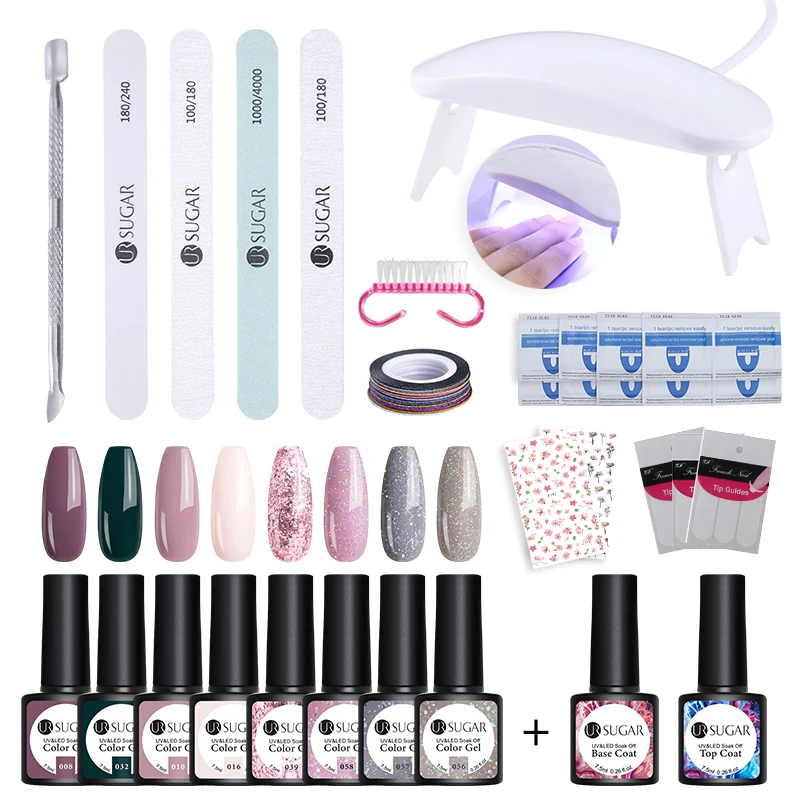 set 23 Ur Sugar набор для ногтей 26 шт. набор гель-лаков для ногтей комплект УФ-светодиодный светильник для маникюра отмачиваемый Гель-лак набор для дизайна ногтей сушилка машина инструмент - Цвет: set 23
