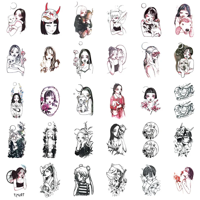 Temporary-Tattoo-Sticker Fake Tattoo Waterproof Women Body-Hands Little Old School-Style