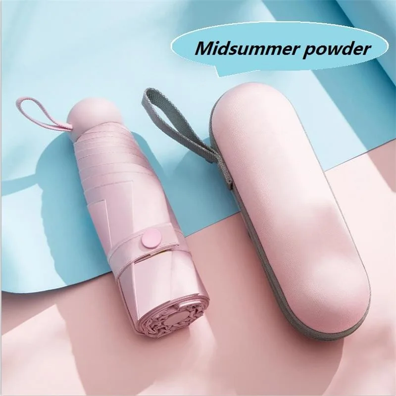 Midsummer powder New ultra light sun umbrella women's mini sun umbrella small fresh sunshade folding 5 fold umbrella dual-use sunscreen umbrellas - Цвет: Midsummer powder