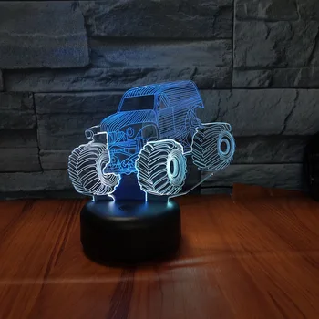 

Cool Off-Road Vehicle Car 3D Lamp Mutilcolor LED 3D Acrylic Light Night Lamp for Kids Baby Color LED USB Desk Lamp Boys Toy Gift