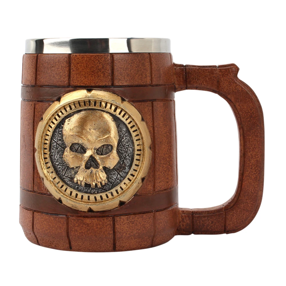 

600ml bar Office Desktop Double Insulation Drinking Cup 3D Skull Stainless Steel Coffee Mug Halloween Bar Supplies Home Decor