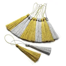 

30pcs/lot 40/60/80mm Gold Silver Silk Tassels Women Earring Charm Dangle Cotton Tassels Pendants for DIY Jewelry Making Finding