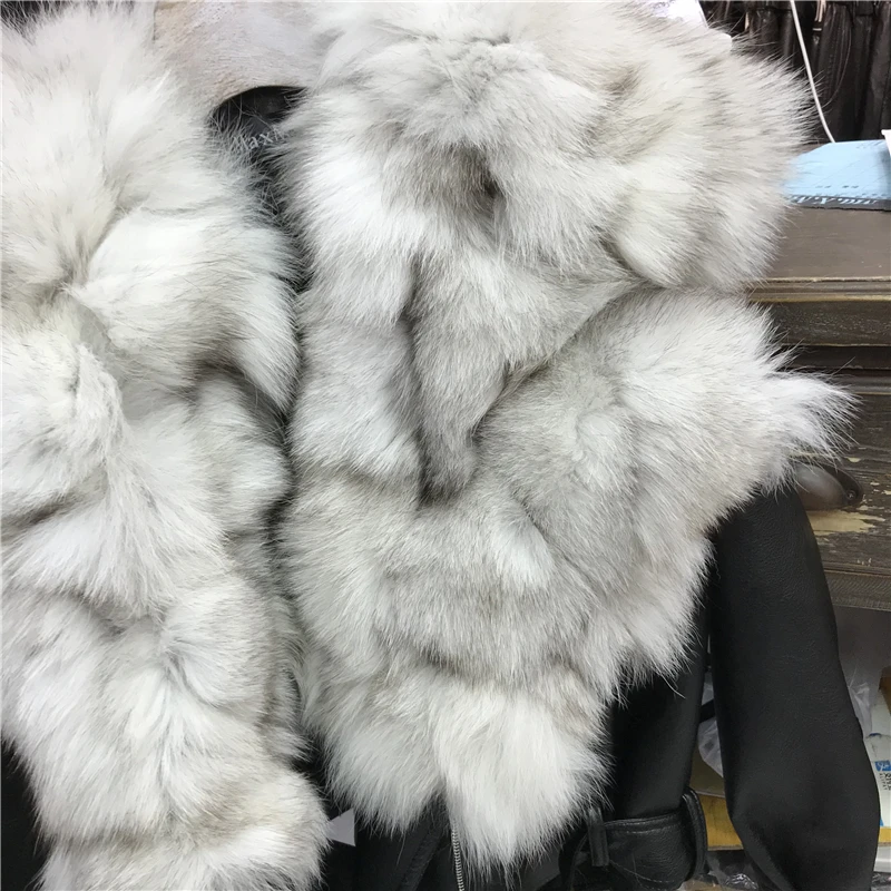 Натуральный мех кожа куртка большой меховой воротник куртка зимнее пальто женские Короткие Куртки из искусственной кожи утолщенные теплые пальто Femme