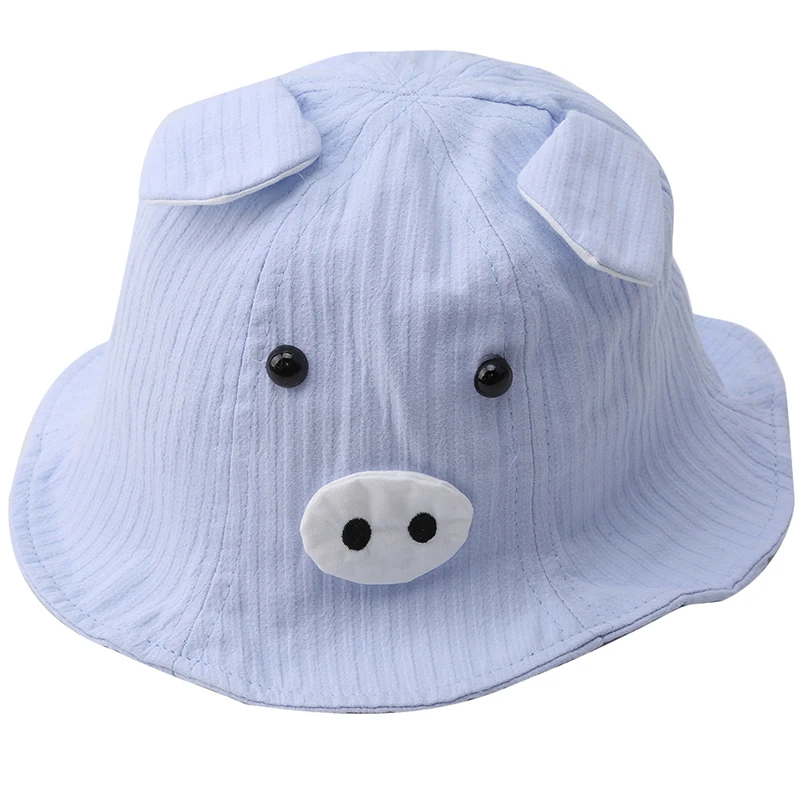 Light blue Коллекция года, весенне-летняя Солнцезащитная шляпа для маленьких девочек со свиньими ушками, детские шапки-ковши, хлопковая детская шляпа, детская пляжная кепка для мальчиков, солнцезащитная Кепка - Цвет: Light blue