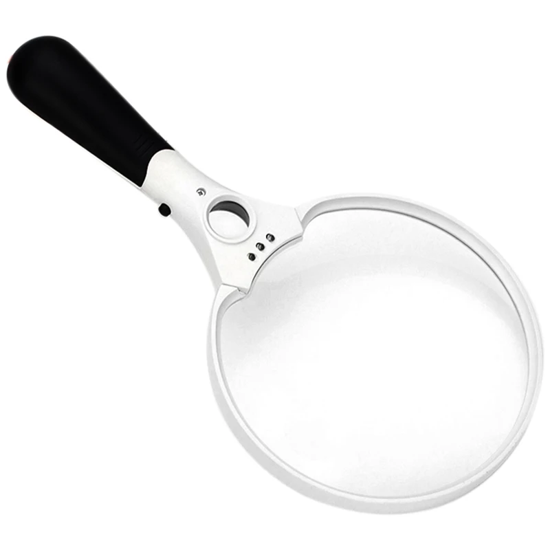 3 Mirrors 3 LEDs Lamp 137 MM/ 5.39 Inch Large Mirror Reading Magnifying Glass Magnifier