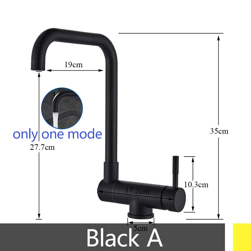 Black 1 mode A Черный кран с поворотом на 360 градусов для кухонной раковины, кран для горячей и холодной воды, смеситель, кран с креплением на палубе, складное внутреннее окно, черная раковина для стирки - Цвет: Black 1 mode A