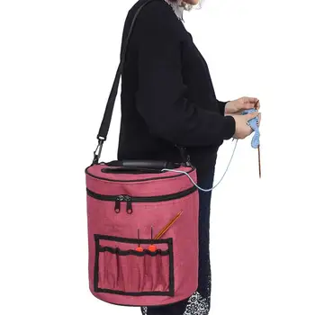 

Yarn Bag Knitting Bag Portable Lightwight Canvas Storage Pocket Container for Crochet Hooks Knitting Needles Yarn Balls Tote Bag